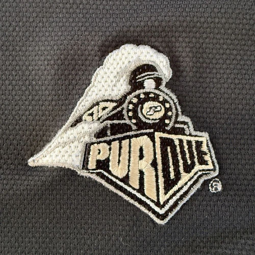 Vtg Nike Team Purdue Boilermakers Polo Shirt Mens L Football Black Embroideredd